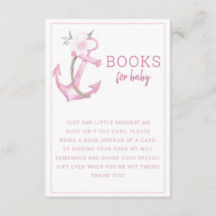 Books For Baby Nautical Anchor Girl Baby Shower Enclosure Card