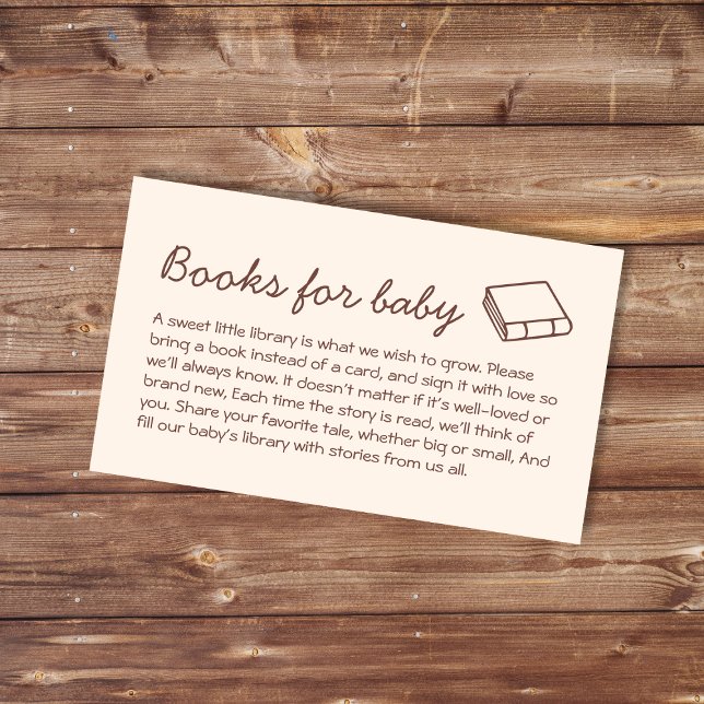 Books For Baby Neutral Brown Baby Shower Enclosure Card (Books For Baby Neutral Brown Baby Shower Enclosure Card)
