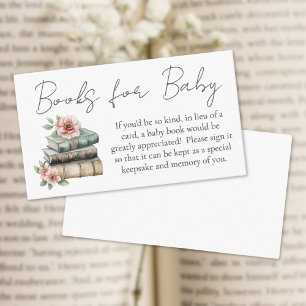Books For Baby New Chapter Floral Baby Shower Enclosure Card