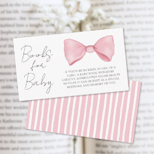 Books For Baby Pink Bow Baby Shower Enclosure Card
