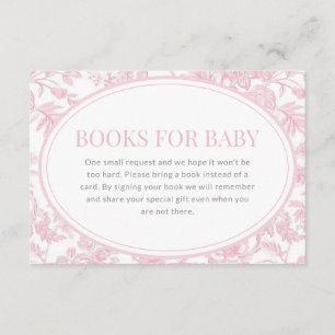 Books For Baby Pink Chinoiserie Toile Baby Shower Enclosure Card