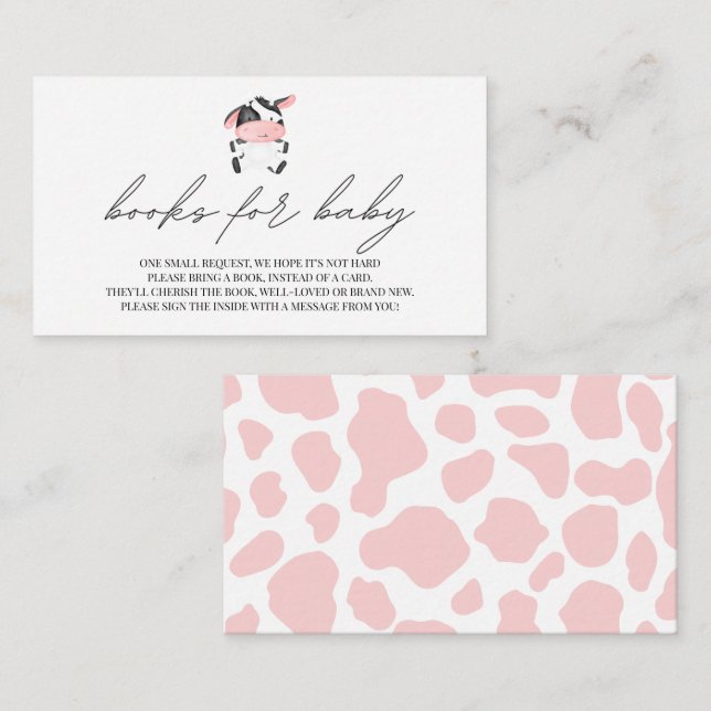 Books for Baby Pink Cow Rustic Western Country Enclosure Card (Front/Back)