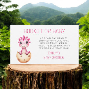 Books For Baby Pink Dinosaur Watercolor Shower Enclosure Card