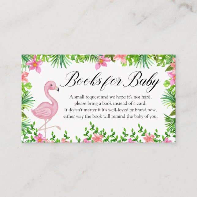 Books for Baby Pink Flamingo Tropical Flowers Enclosure Card (Front)