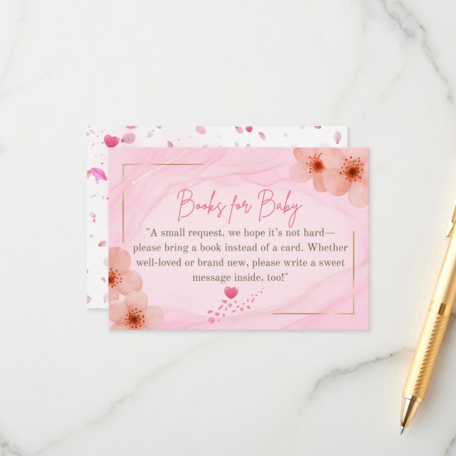 Books for Baby  Pink Floral Enclosure Card (Front/Back In Situ)