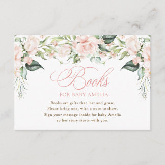 Books for Baby Pink Florals Baby Shower Enclosure Card