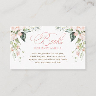 Books for Baby Pink Florals Baby Shower Enclosure Card