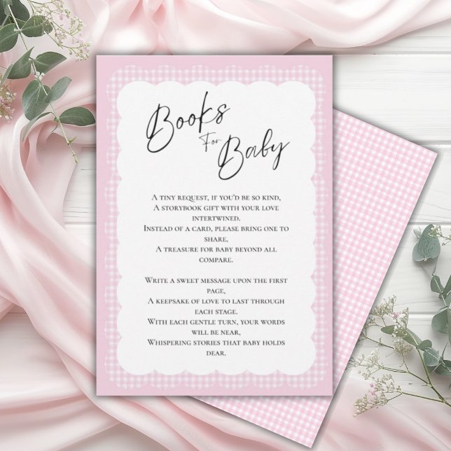 Books for Baby Pink Gingham Enclosure Card (Creator Uploaded)