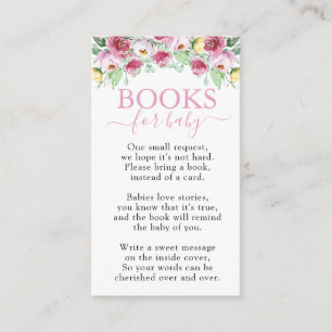 Books for Baby Pink Girl Baby Shower Enclosure Card