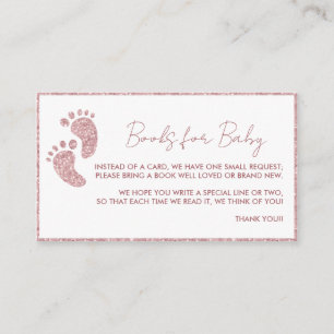 Books for Baby Pink Glitter Feet Baby Shower Enclosure Card