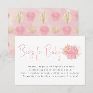 Books for baby Pink Ocean Boho Girl Baby Shower Enclosure Card