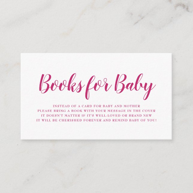 Books for Baby Pink Peacock Polka Dot Baby Shower Enclosure Card (Front)