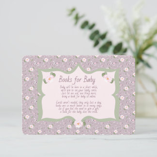 Books for Baby Pink Purple Green Floral Enclosure Card