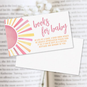 Books For Baby Pink Sun Baby Shower Enclosure Card