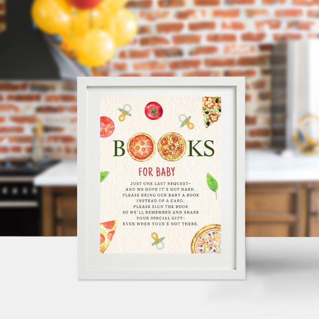 Books For Baby Pizza & Pacifiers Baby Shower Poster (Creator Uploaded)