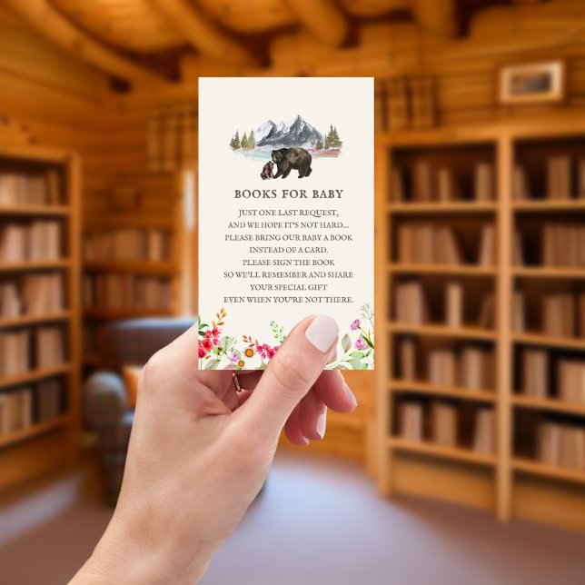 Books For Baby Poem Bears Floral Baby Shower Enclosure Card (Creator Uploaded)