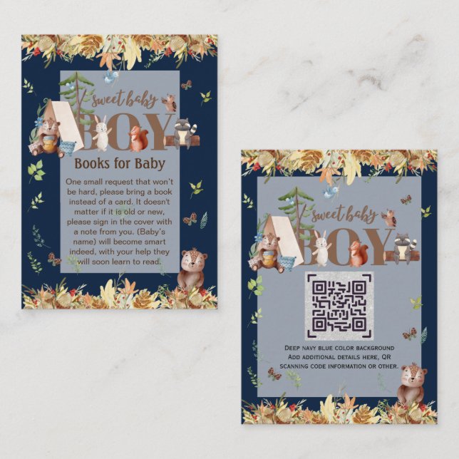 BOOKS FOR BABY POEM QR Code Woodland Animals Enclosure Card (Front/Back)
