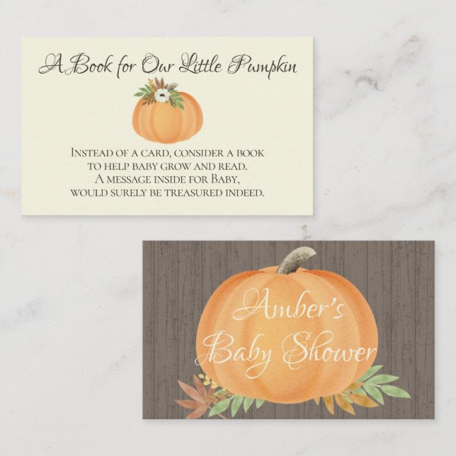Books For Baby Pumpkin Fall Baby Shower Business Card (Front/Back)