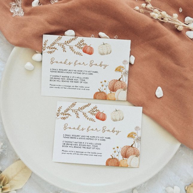 Books for Baby Pumpkin Fall Baby Shower Enclosure Card (Creator Uploaded)