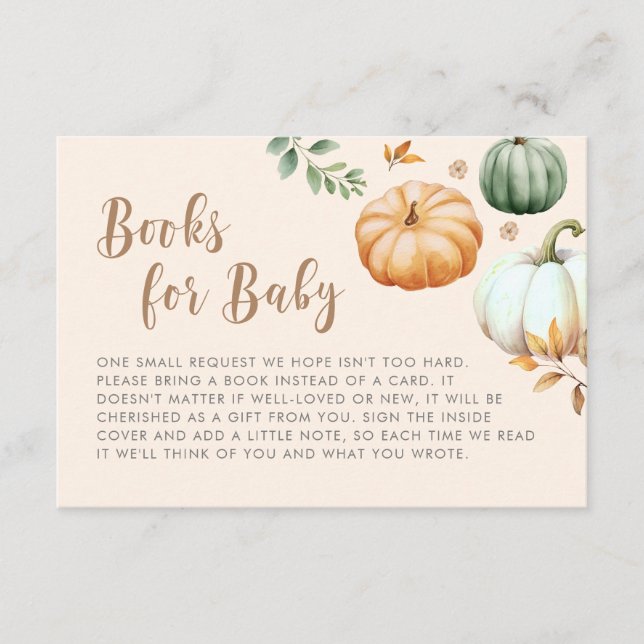 Books For Baby | Pumpkin Fall Foliage Baby Shower Enclosure Card (Front)