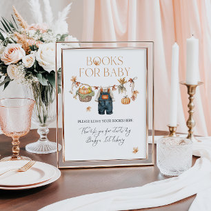 Books for Baby Pumpkin Rustic Fall Baby Shower Poster
