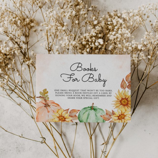 Books For Baby Pumpkins Sunflowers Baby Shower Enclosure Card (Creator Uploaded)