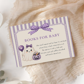 Books for Baby Purple Cute Ghost Halloween Enclosure Card