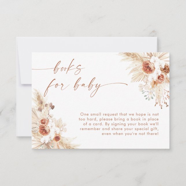 Books for Baby Request Card | Boho Pampas Grass  (Front)