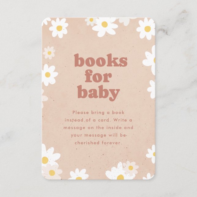 Books for Baby Retro Daisies Baby Shower Enclosure Card (Front)