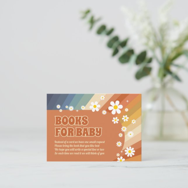 Books For Baby Retro Rainbow Hippie Daisy  Enclosure Card (Standing Front)