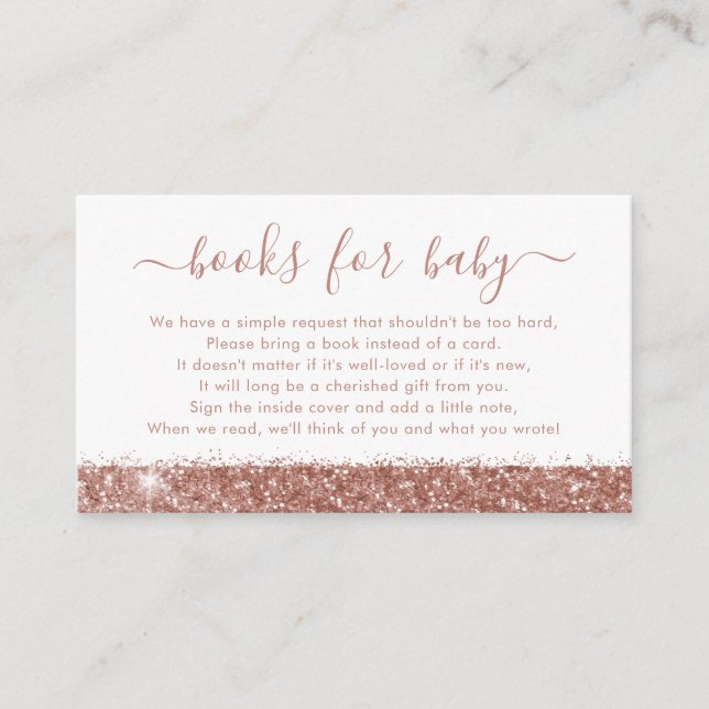 Books for Baby Rose Gold Pink Shower Request Enclosure Card (Front)