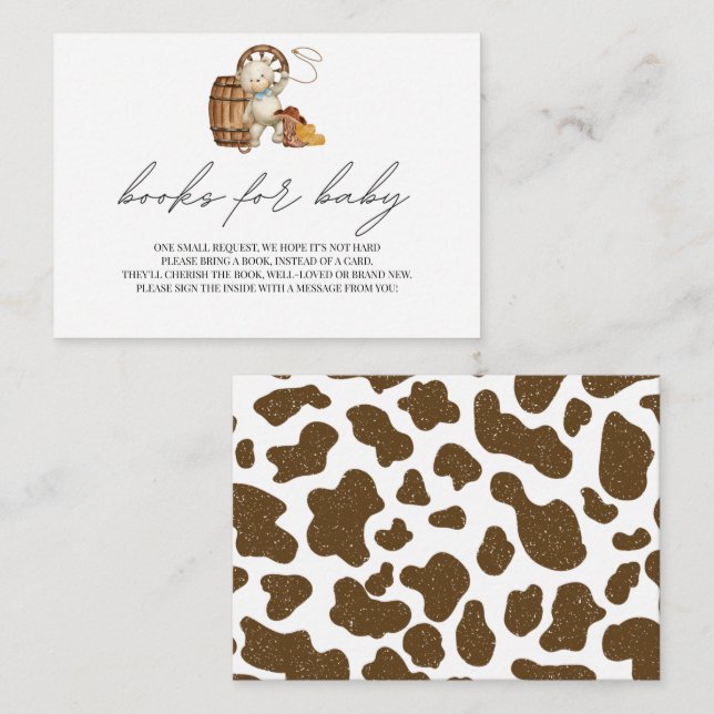 Books for Baby Rustic Cute Cowboy Wild Western  Enclosure Card (Front/Back)