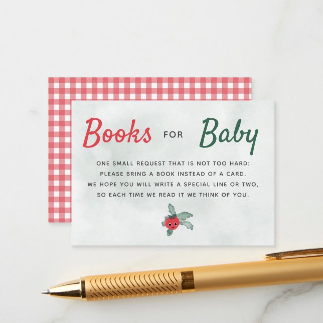 Books For Baby Rustic Little Tomato Baby Shower Enclosure Card (Front/Back In Situ)