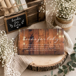 Books for Baby Rustic Wood String Lights Shower Enclosure Card