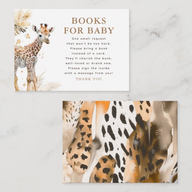 Books for Baby Safari Wildlife Baby Shower Enclosure Card (Front/Back)