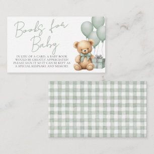 Books For Baby Sage Green Baby Shower Enclosure Card