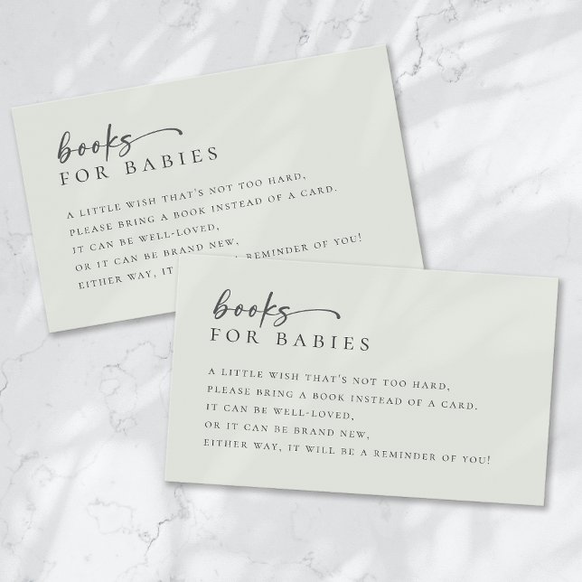 Books for Baby Sage Green Minimalist Baby Shower Enclosure Card (Creator Uploaded)
