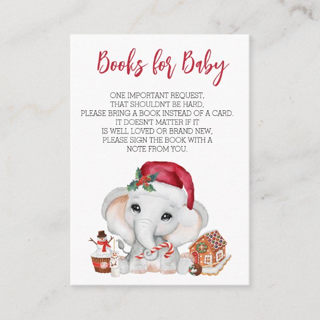 Books for Baby Santa Elephant Christmas  Enclosure Card (Front)
