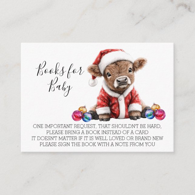Books for Baby Shower Christmas Highland Cow   Enclosure Card (Front)