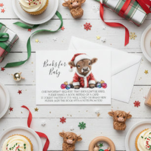 Books for Baby Shower Christmas Highland Cow Enclosure Card