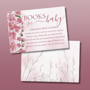 Books for Baby Shower Girl Pink Floral Enclosure Card