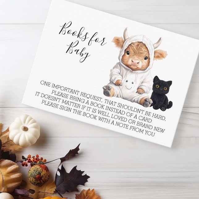 Books for Baby Shower Halloween Highland Cow   Enclosure Card (Creator Uploaded)
