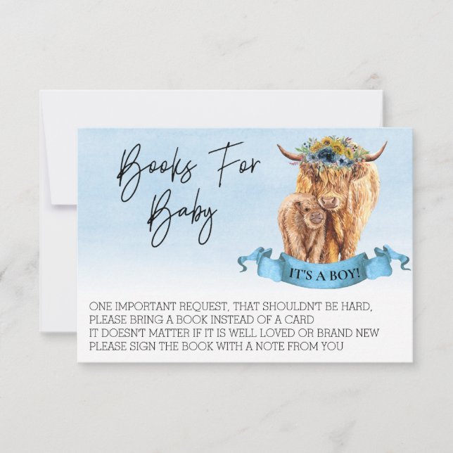 Books for Baby Shower Highland Cow Boy Calf  Invitation (Front)
