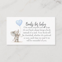 Books for Baby Shower Insert Card – Blue Elephant
