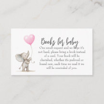 Books for Baby Shower Insert Card – Pink Elephant