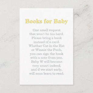 Books for Baby Shower Request Yellow and Grey Enclosure Card