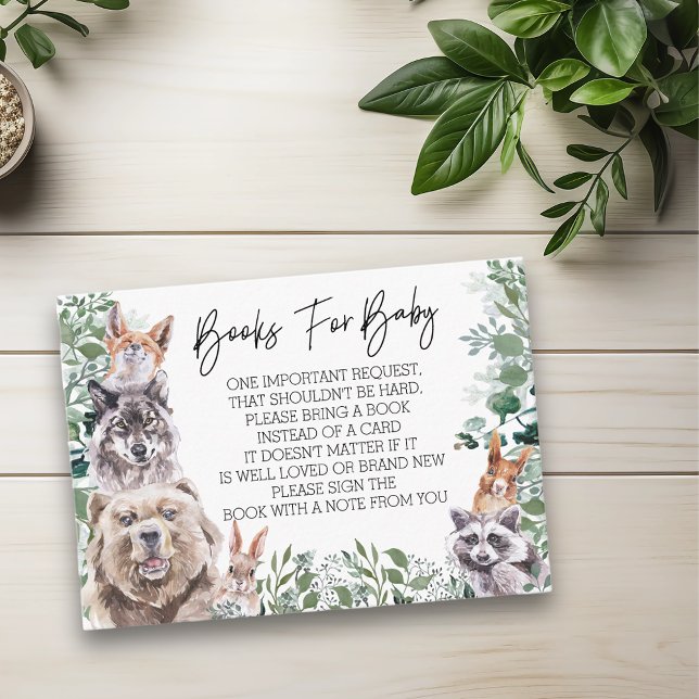 Books for Baby Shower Woodland Animals Forest   Enclosure Card (Creator Uploaded)