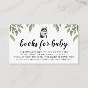 Books for Baby Siberian Husky Boho Greenery Enclosure Card