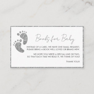 Books for Baby Silver Glitter Baby Shower  Enclosure Card