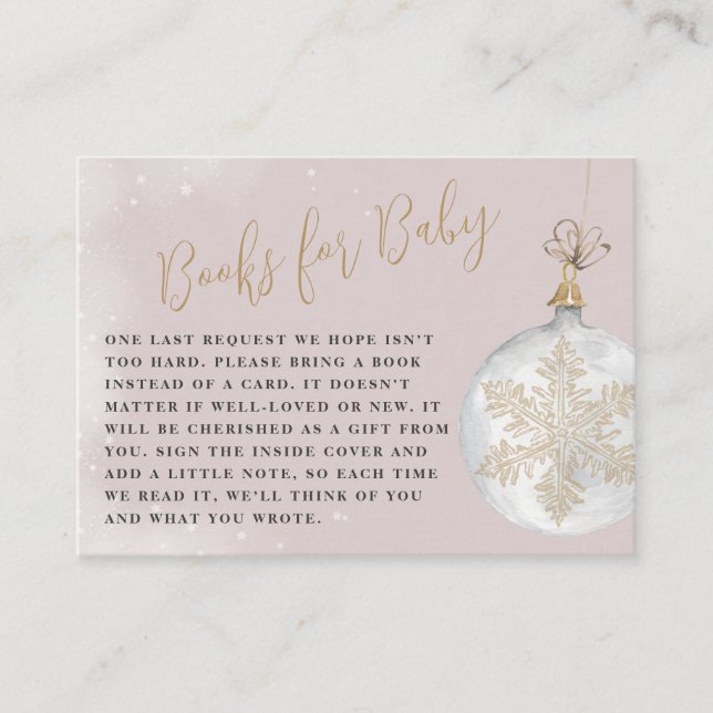 Books For Baby Snowflakes Winter Baby Shower Enclo Enclosure Card (Front)